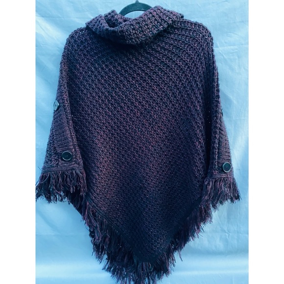 INC Chunky Knit Turtle Neck Poncho - Picture 7 of 8